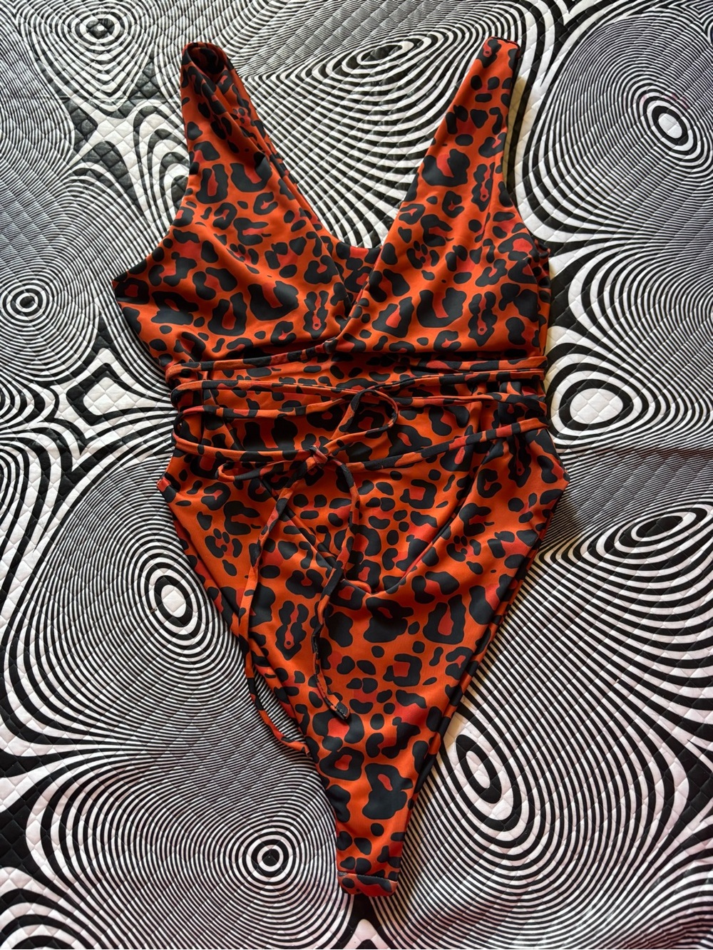 Leopard Print Rust One-Piece Swimsuit